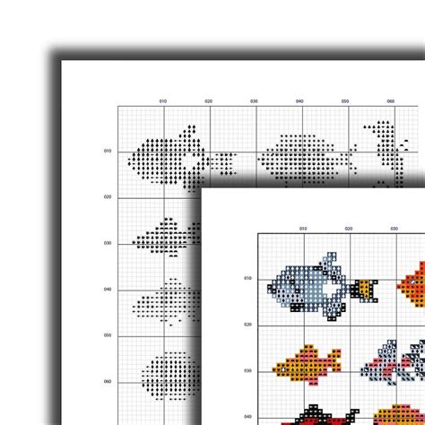 Fish Cross Stitch Pattern Digital Format PDF Modern Cross Etsy