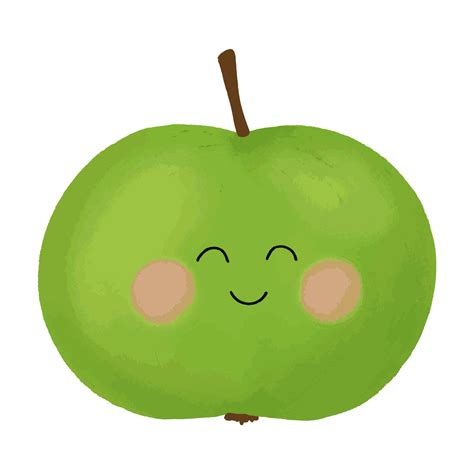 Cute Green Apple Cartoon