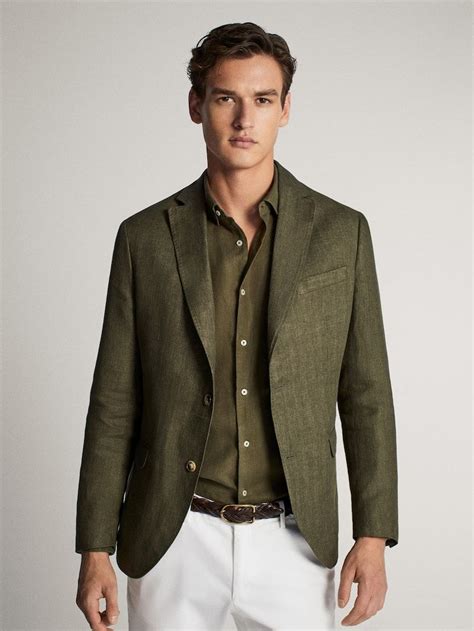 SLIM FIT FALSE PLAIN LINEN BLAZER Men Massimo Dutti Slim Fit Chinos