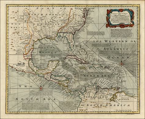 A New And Accurate Chart Of The West Indies With The Adjacent Coasts Of