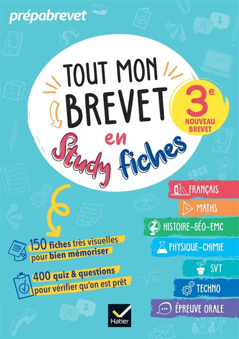 Tout Mon Brevet 2025 En Studyfiches 3e Toutes Les Matières Fiches