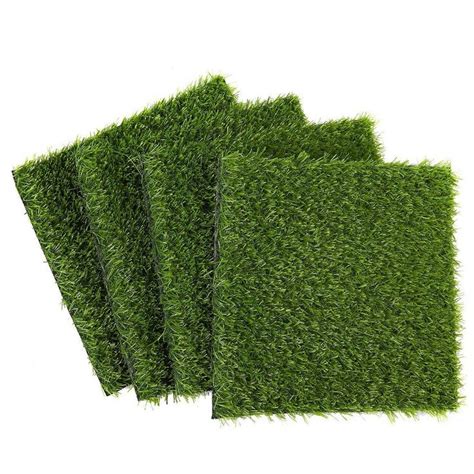 4 Pack Artificial Grass Mat Squares 12x12 In Fake Turf Tiles For