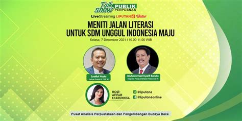 VIDEO Live Streaming Talk Show Publik Perpusnas Meniti Jalan Literasi