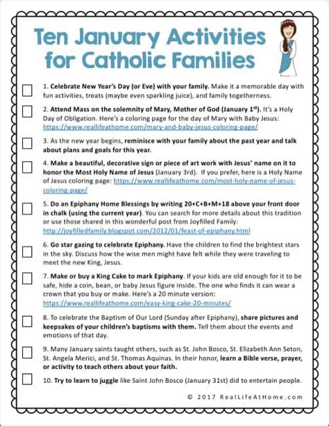 10 Activities for Catholic Families in January {Free Printable}