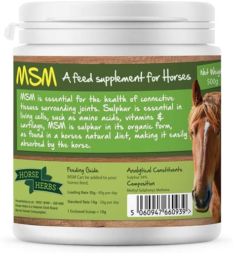 Horse Herbs Msm Pure Equestrian Joint And Tendon Supplement Equine