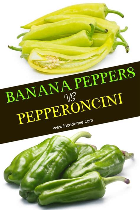 two green peppers next to each other with the words banana peppers vs pepperonii