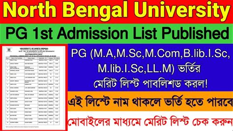 Nbu Pg St Admission List How To Nbu Pg Admission North Bengal