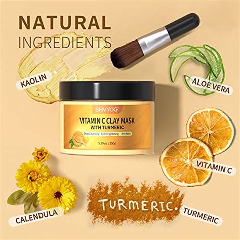 Turmeric Vitamin C Clay Mask Shvyog Vitamin C Clay Facial Mask With Kaolin Clay And Turmeric