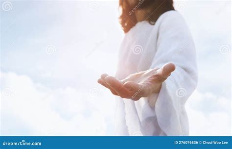 Jesus With Open Arms And Hands Resurrected Jesus Christ Stock Photo