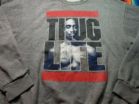 Tupac Shukur 2pac Thug Life Crewneck Sweatshirt Size Gem