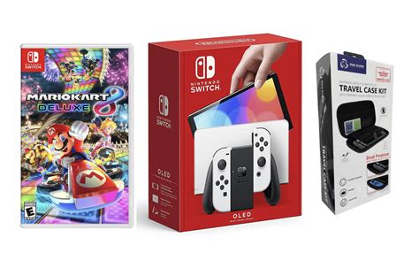 Nintendo Switch OLED Console Bundle: White, with Mario Kart 8 + Travel Case Kit (US Plug ...