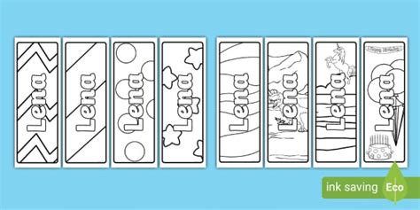 Free Lena Name Simple Colouring Bookmarks Twinkl