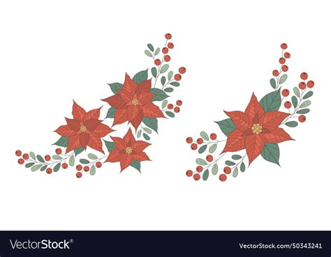 Corner element with flowers leaves and berries Vector Image