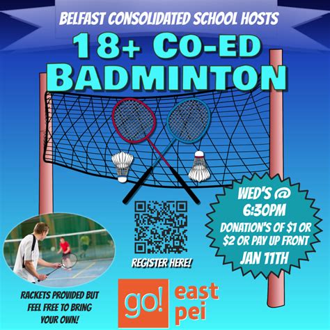 Co-Ed 18+ Badminton – Belfast – go!PEI