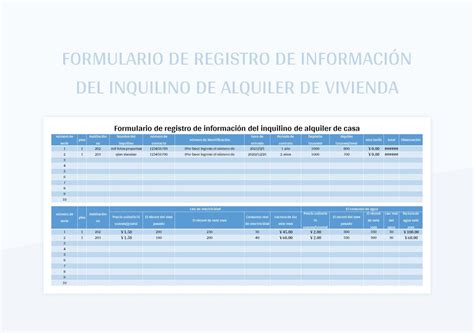 Plantilla De Excel Formulario De Registro De Informaci N Del Inquilino