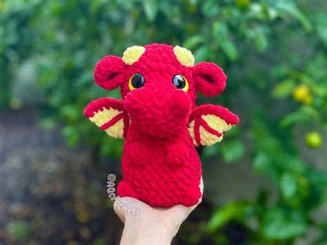 Handmade Red Dragon Crochet Plush Crochet Red Dragon Plush Amigurumi