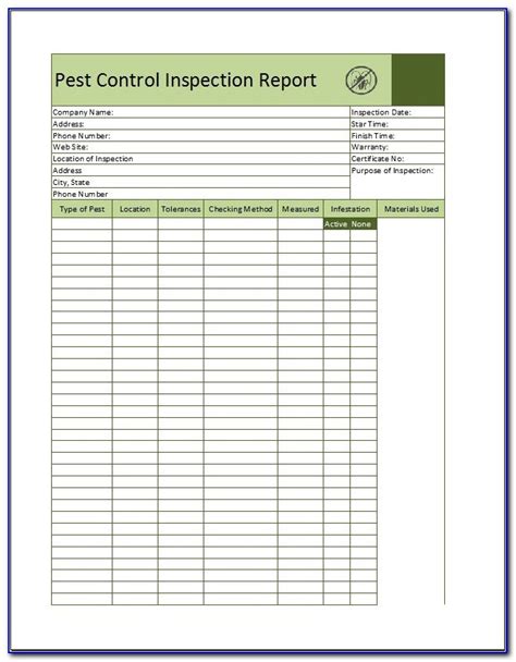 Pest Control Inspection Report Template 7 Templates Example Templates Example Pest