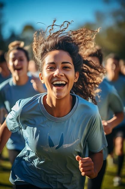 Foto De Un Grupo Diverso De Estudiantes Que Participan En Un Deporte Al