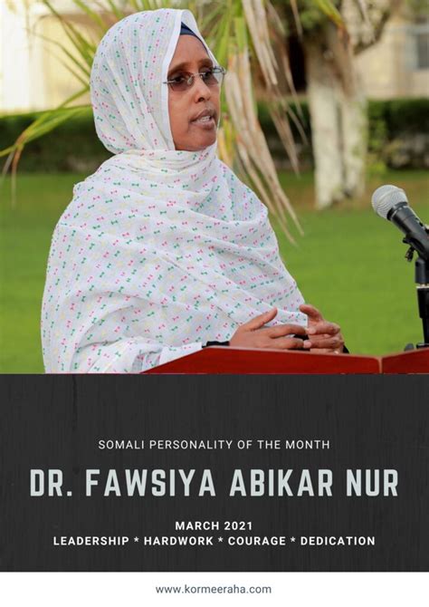 Dr Fawsiya Abikar Nur Outstanding Somali Person Of March Kormeeraha