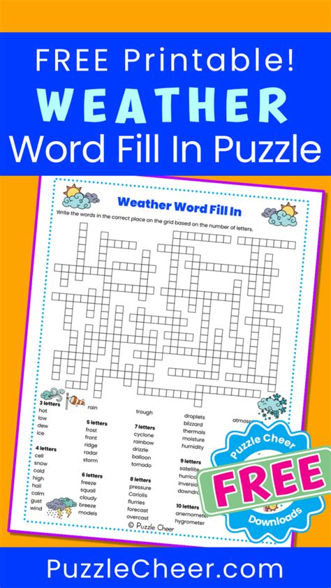 Weather Word Fill In Puzzle Puzzle Cheer