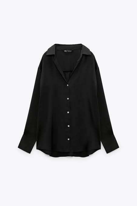 Zara Satin Black Longsleeves Women S Fashion Tops Longsleeves On Carousell