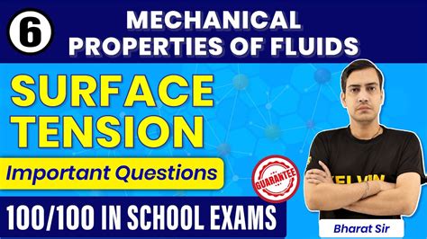 Lec 6 Mechanical Properties Of Fluids Surface Tension Class 11