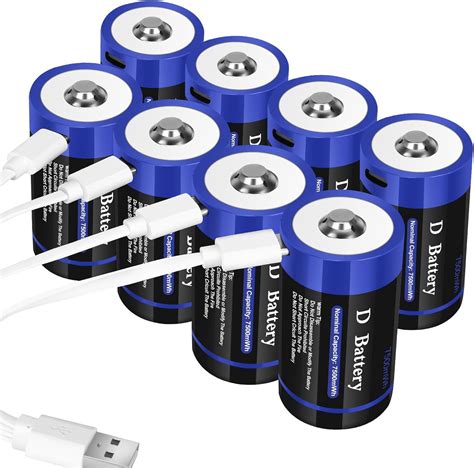 Usb Rechargeable D Lithium Batteries 8 Pack15v 7500mah Rechargeable D Battery Lr20 15v