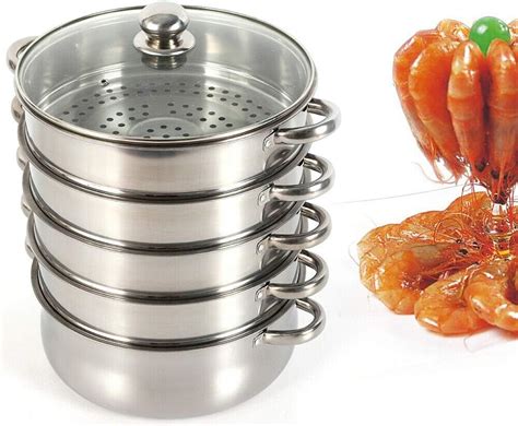 5 Tier Multi Cooker Food Steamer Stainless Steel Metal Steamer Pan