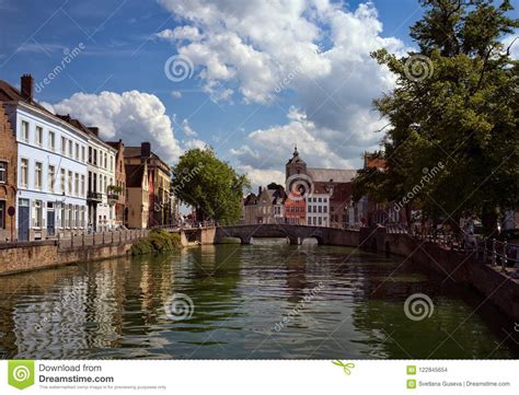 Bruges canals and bridges. stock photo. Image of canals - 122845654