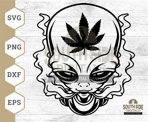 Smoking Alien Svg Files Cannabis Alieng Svg Smoking Joint Etsy Uk