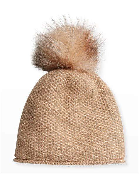 Gorski Knit Beanie W Fox Fur Pompom Neiman Marcus