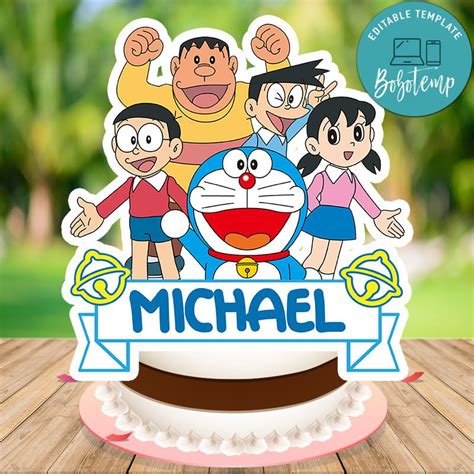 Doraemon Cake Topper Template Printable DIY | Bobotemp