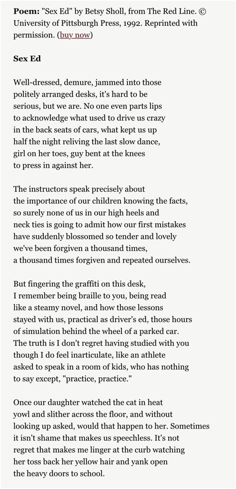 [poem] Sex Ed Betsy Sholl R Poetry