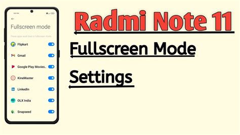 Radmi Note 11 Full Screen Mode Youtube