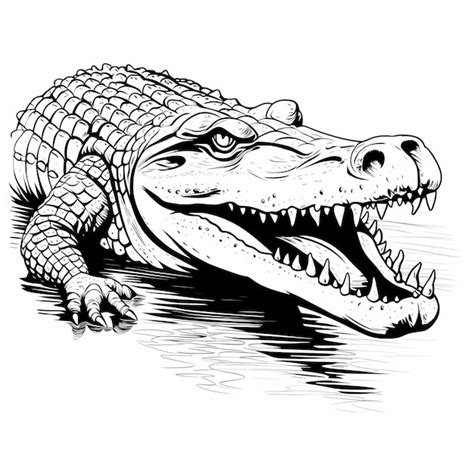 Premium AI Image | Majestic Reptile Black and White Crocodile Outline ...