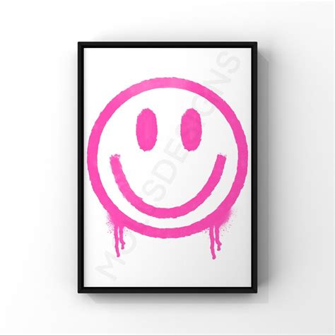 preppy drippy smiley face wall art pack digital  etsy denmark