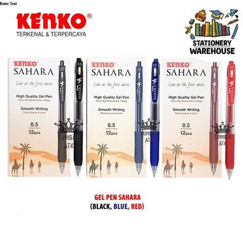 Jual KENKO GEL PEN SAHARA Pena Pulpen HITAM BIRU MERAH Pulpen Cetek K