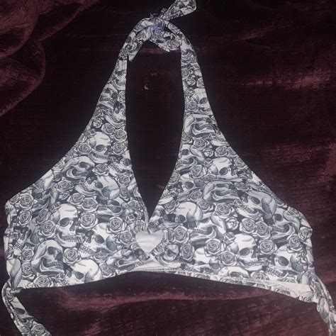 Y2k Grunge Emo Rose And Skull Bikini Depop