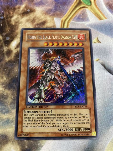 Yugioh Horus The Black Flame Dragon LV8 EEN ENSE1 Secret Rare Limited