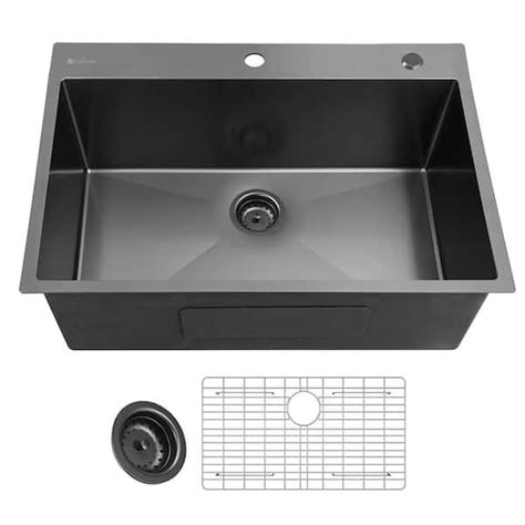 Glacier Bay In Gunmetal Black Stainless Steel Drop In Undermount