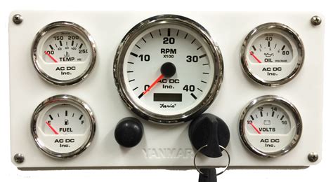 White Yanmar Marine Engine Instrument Panel White Gauges Ac Dc