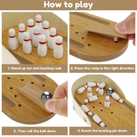 Mini Bowling Game Set Tabletop Wooden Bowling Set Desktop Stress