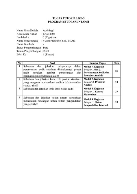 Tugas Tutorial Ke Tugas Tutorial Ke Program Studi Akuntansi Nama