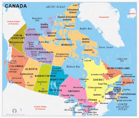 Mapa Politico De Canada Mapa De Ciudades Y Capitales De Provincias Y ...