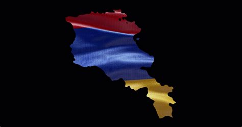 Armenia Map Shape With Waving Flag Background Alpha Channel Outline Of