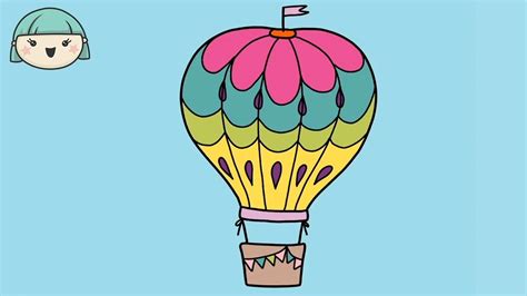 How To Draw A Cartoon Hot Air Balloon Step By Step Easy YouTube