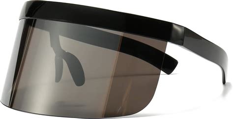 Futuristic Shield Oversized Visor Sunglasses Mirrored Huge Flat Top For