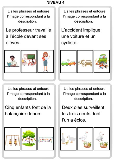 4 fiches de lecture pour le CP 4 niveaux de difficultés pour s