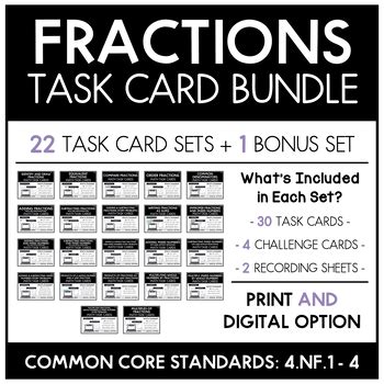 4 NF 1 4 Fractions Task Card BUNDLE By Teaching To Engage TPT