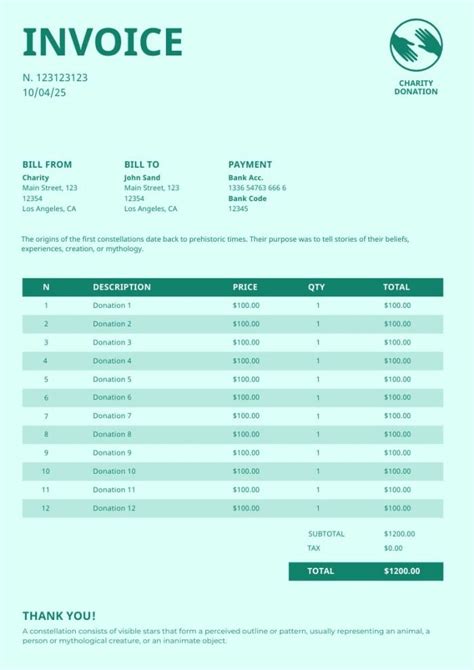 Edit For Free This Simple Monocolor Charity Donation Invoice Template